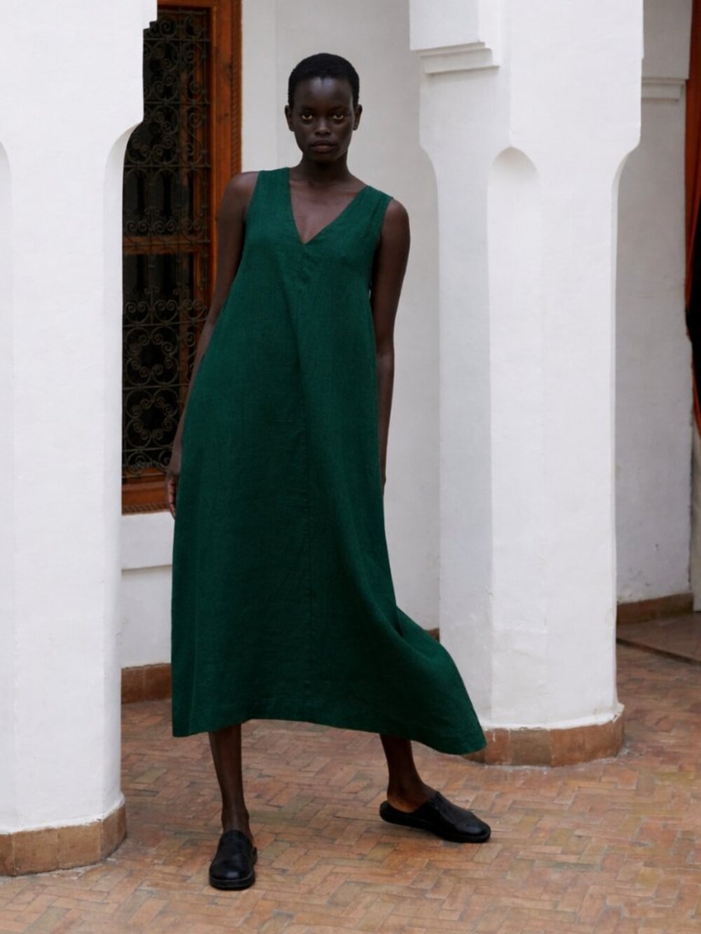 Linen Fox Maxi Dress - 100% Linen _ XXXL